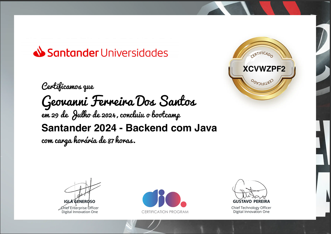 Certificado Dio-Java-BackEnd